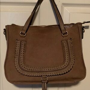 Brown Leather Shoulder Bag with Braided Detail- no tags but never been used.